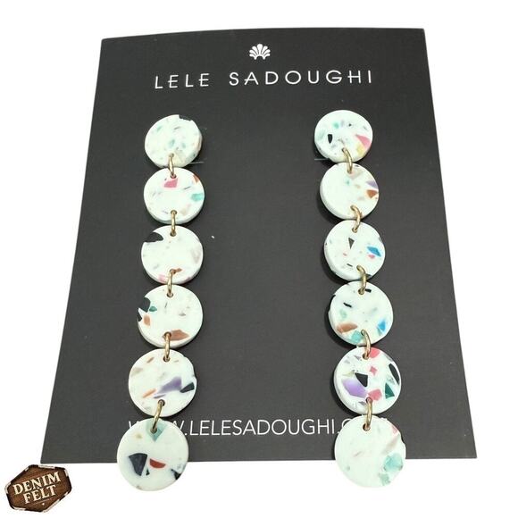Lele Sadoughi Terrazzo Disc Drop Earrings Multicolor Confetti Resin ~ NEW!! - Picture 3 of 6